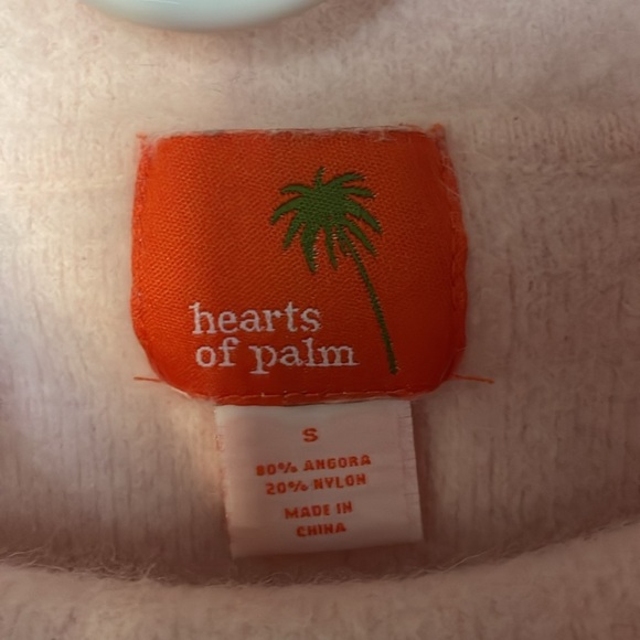 Hearts of Palm Small 80% Angora Pink Cowl Neck Sweater - Picture 2 of 4